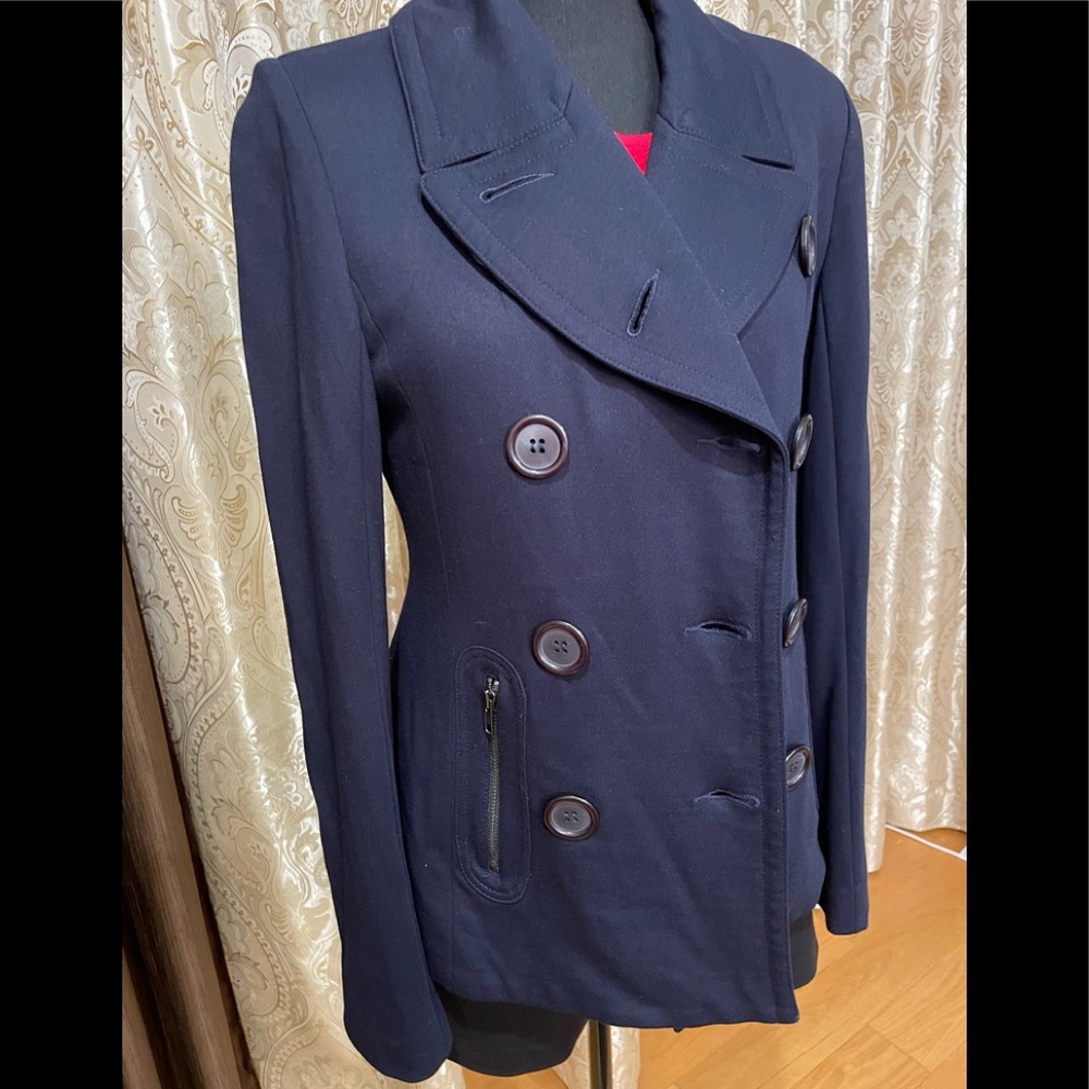 Double-breasted Navy Pea coat